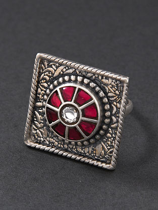 Pink Tribal Silver Ring 