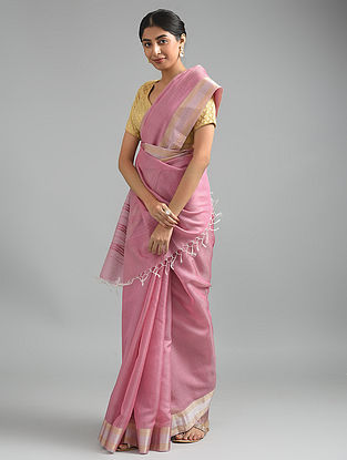 Dark Pink Handwoven Silk Cotton Saree