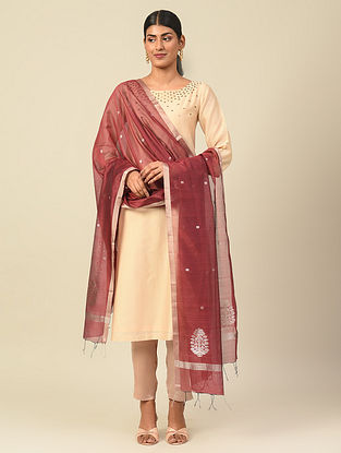 Maroon Handwoven Silk Cotton Dupatta