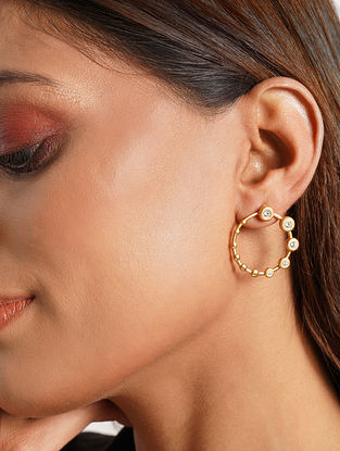 Gold Tone Silver Earrings 
