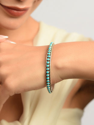 Tribal Silver Bangle With Turquoise