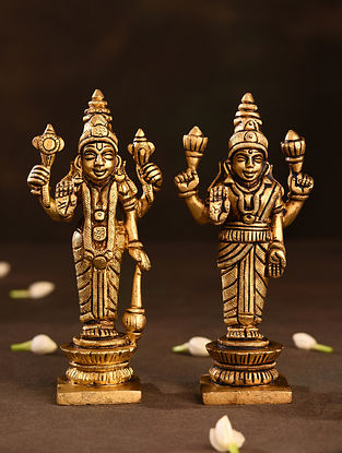 Brass Handrafted Vishnu Lakshmi (Set Of 2)