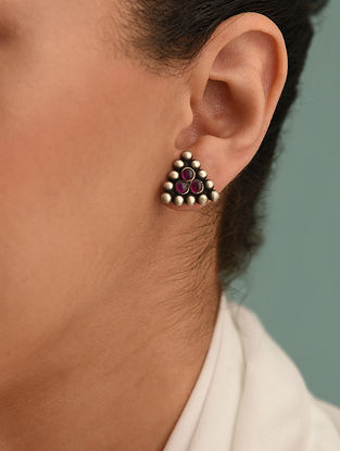 Ruby Silver Stud Earrings