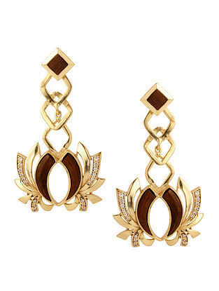 Brown Gold Plated Rosewood Earrings