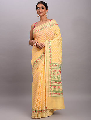 Yellow Handwoven Benarasi Cotton Saree