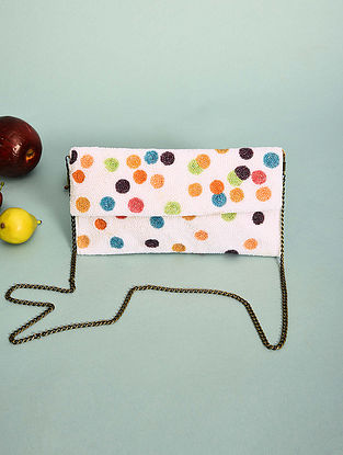 Multicolored Handcrafted Beaded Cotton Clutch
