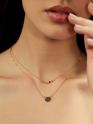 Lapis And Labradorite Gold Plated Necklace