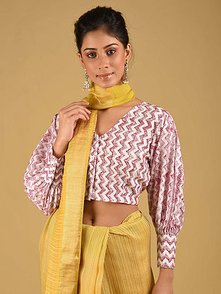 Red-White Block Printed Cotton Blouse