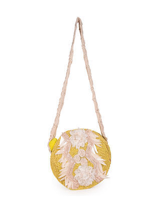 Yellow Handcrafted Jute Sling Bag