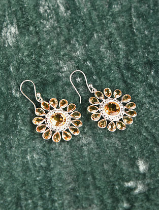 Silver Earrings With Citrine 