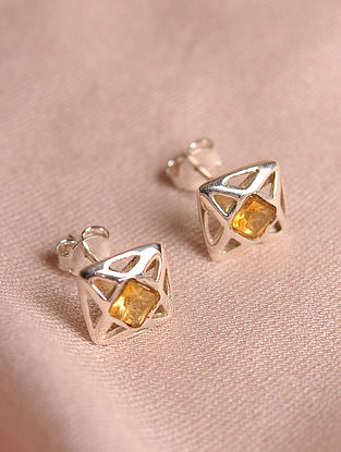 Silver Earrings with Citrine 