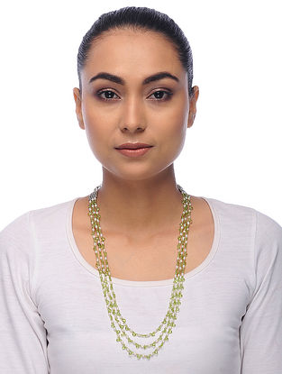 Green-White Peridot and Pearl Beaded Necklace