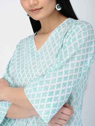 Green-Ivory Printed Cotton Tunic