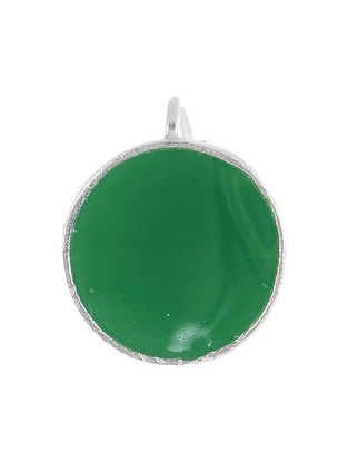 Circular Green Enameled Silver Nose Clip