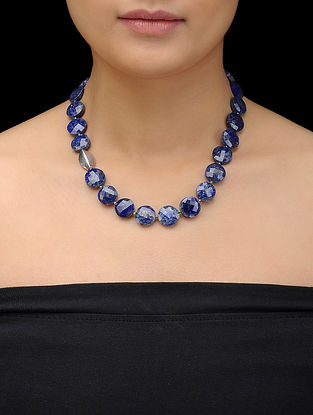 Lapis Lazuli Beaded Silver Necklace