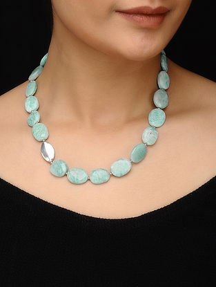 Amazonite Beaded Silver Necklace