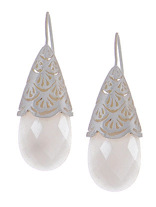 White Agate Silver Earrings