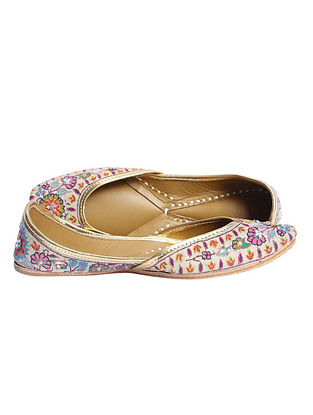 Multicolor Hand Embroidered Pure Leather Jutti