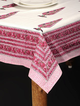 Multicolored Hand Block-printed Cotton Table Cover (85in x 60in)