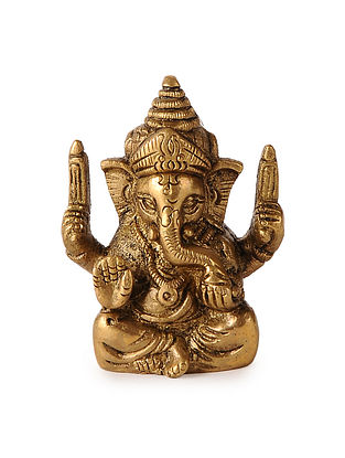 Brass Home Accent with Lord Ganesha Design (L:2in, W:1.1in, H:2.3in)