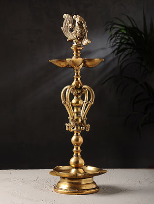 Brass Tabletop Lamp (Dia - 5.2in, H - 16.2in)