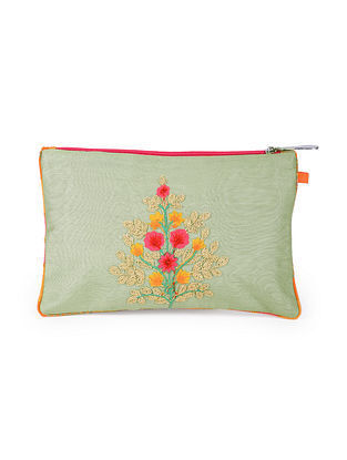 Multicolored Hand Embroidered Khadi Pouch