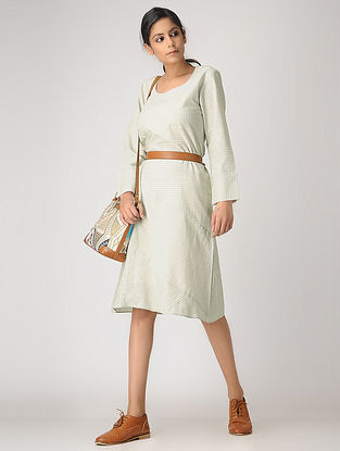 Grey Handloom Cotton Dress by Jaypore