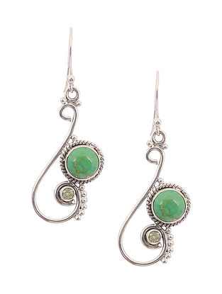 Silver Earrings with Green Turquoise and Peridot