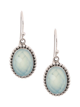 Silver Earrings with Blue Chalcedony