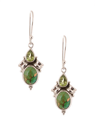 Silver Earrings with Green Amethyst and Peridot