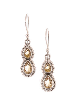 Silver Earrings with Citrine