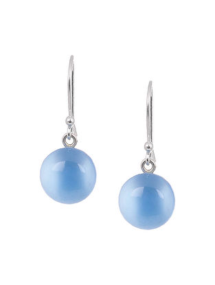 Silver Earrings with Blue Chalcedony