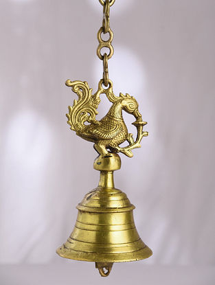 Bird Brass Handcrafted Hanging Bell (L - 3.3in, W - 3.3in, H - 6.2in)
