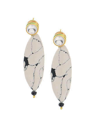 White Gold Tone Kundan Inspired Earrings
