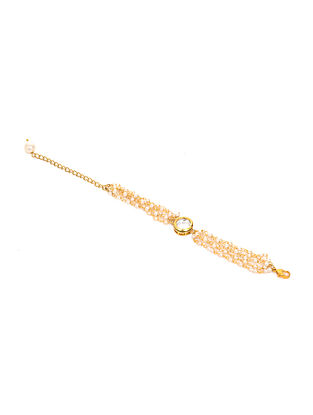 Gold Tone Kundan Inspired Pearl Bracelet
