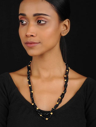 Black Gold Tone Crystal Necklace