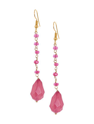 Pink Gold Tone Crystal Earrings
