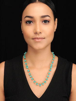 Turquoise Gold Tone Beaded Necklace