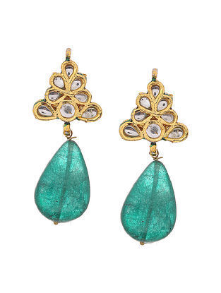 Green Gold Tone Handcrafted Earrings