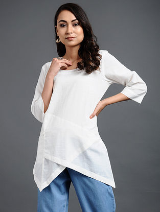 White Solid Cotton Top