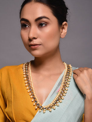 Gold Tone Kundan Necklace with Pearls