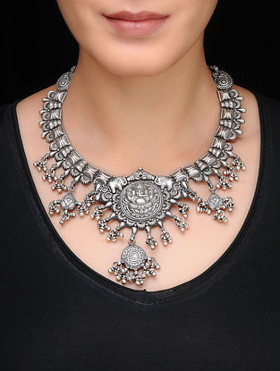 Tribal Silver Necklace with Lord Ganesha Motif