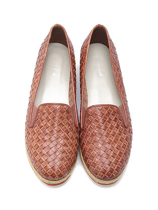 Tan Handwoven Genuine Leather Shoes