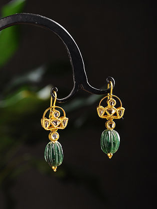 Gold Polki Earrings with Emerald