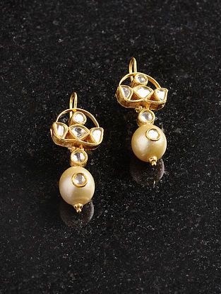 Polki Gold Earrings with Pearls