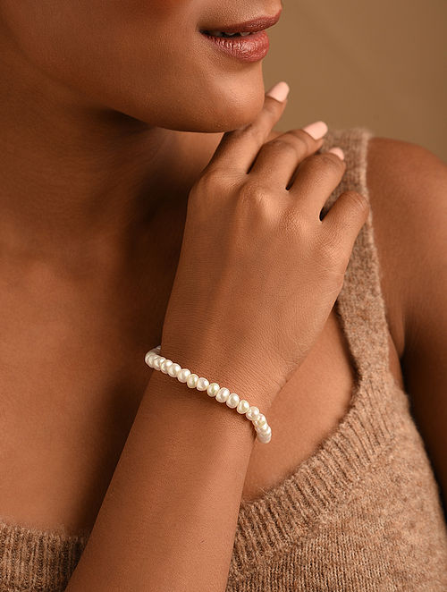 Cream Fresh Water Pearl Beaded Bracelet