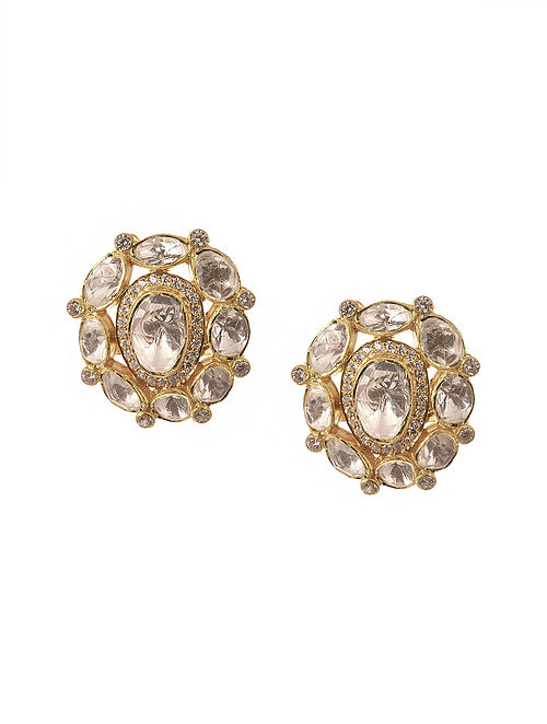 Gold Plated Silver Polki Earrings