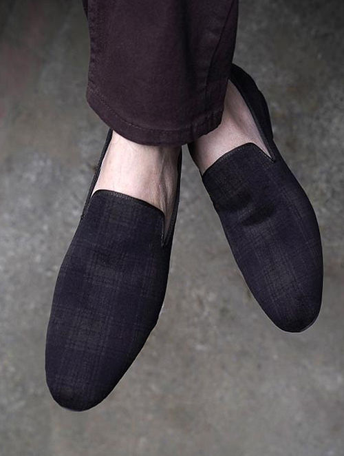 Dark Brown Handcrafted Velvet Shoes for Men