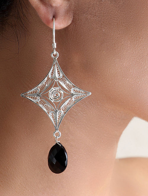 Black filigree circle earrings  Desi Royale