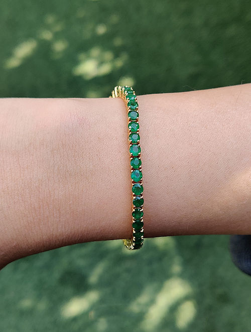 Buy Green Gold Minimal Bracelet with Emerald Online at Jayporecom